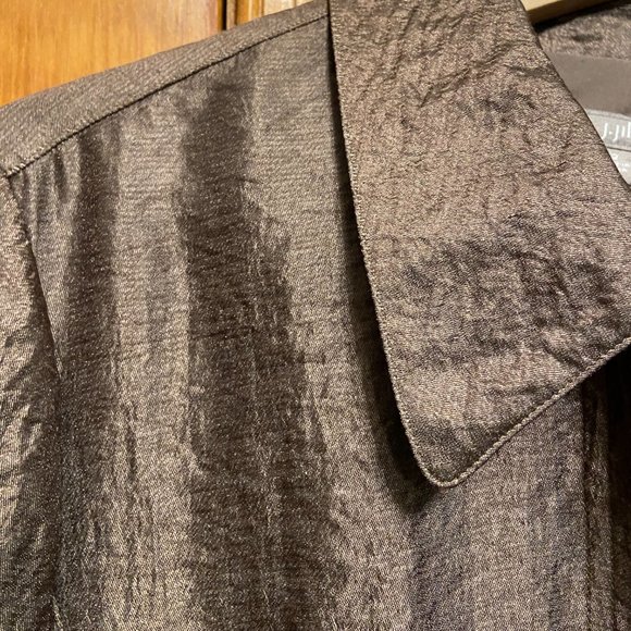 J. Jill  Metallic Copper Tie Belt Jacket Coat Zip Up Button Casual, size 12 - Picture 6 of 6